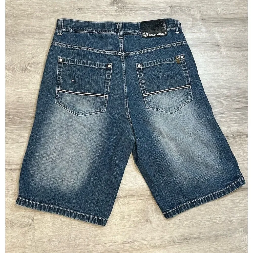 Southpole Shorts Mens 36‎ Blue Denim Y2K Streetwear Pockets Baggy Hip Hop Adult
